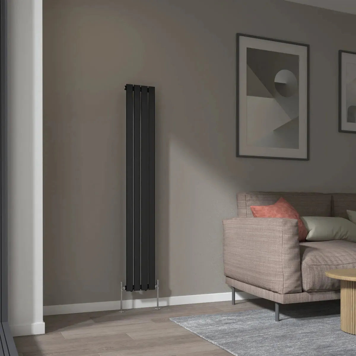 San Remo - Modern vertical flat panel radiator black