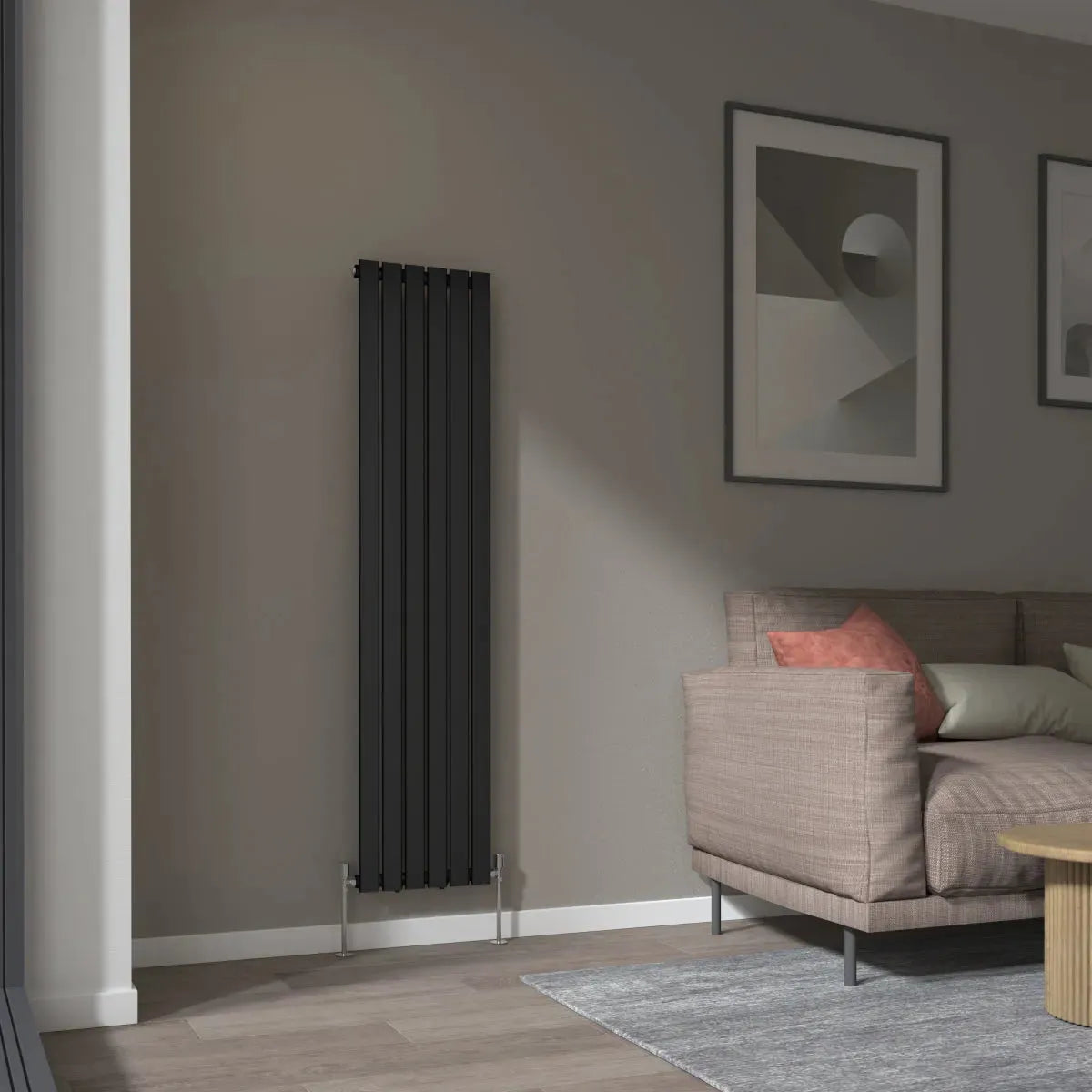 San Remo - Modern vertical flat panel radiator black