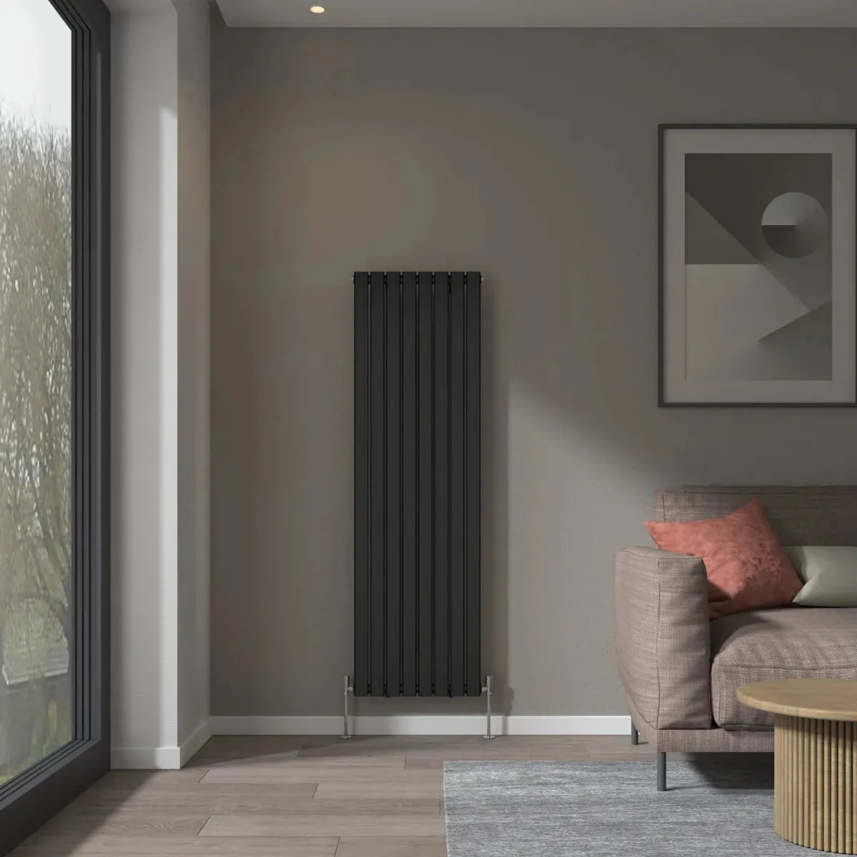San Remo - Modern vertical flat panel radiator black