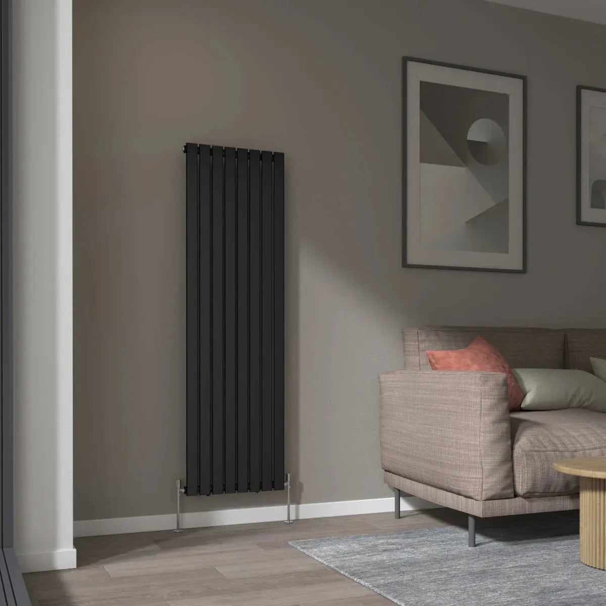 San Remo - Modern vertical flat panel radiator black