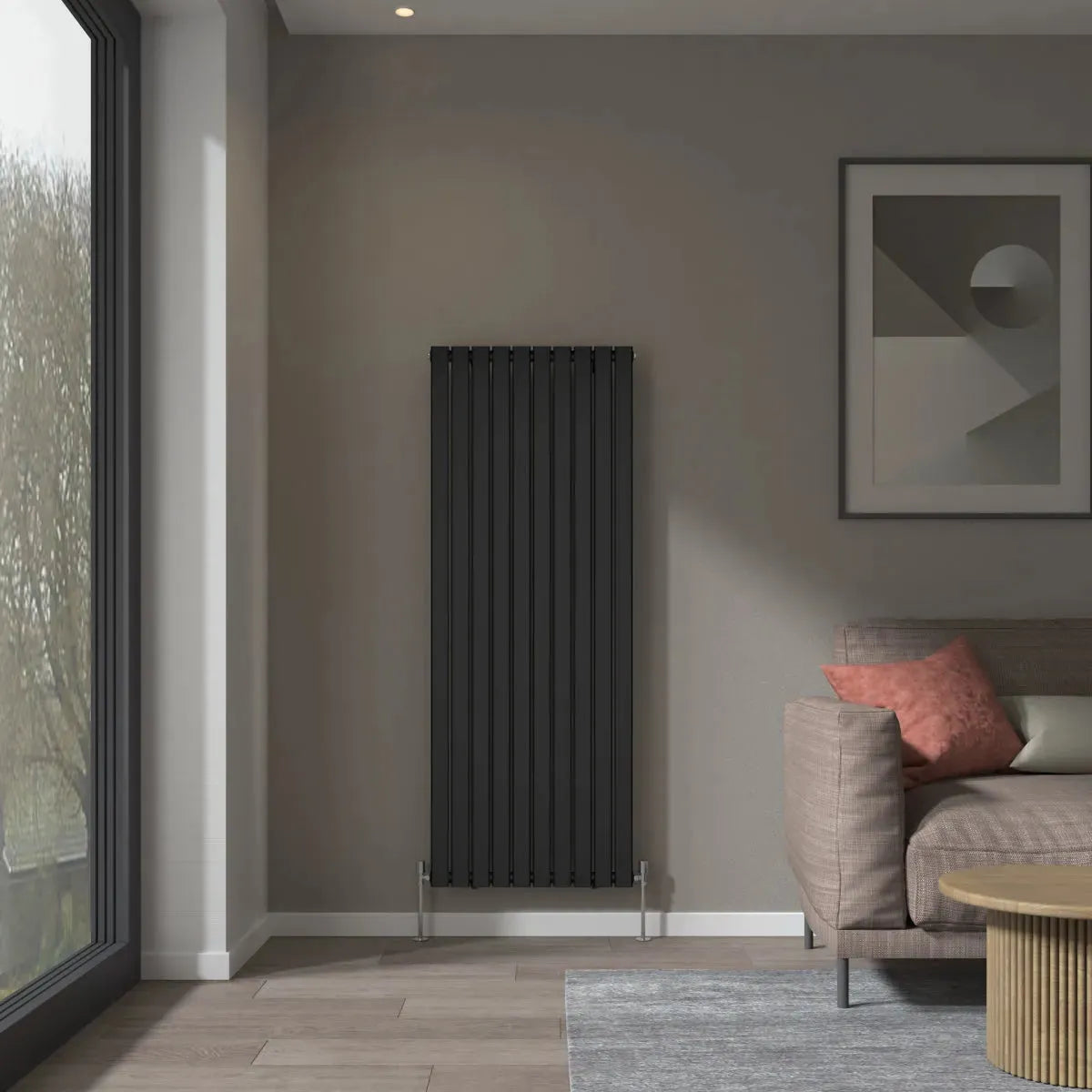San Remo - Modern vertical flat panel radiator black