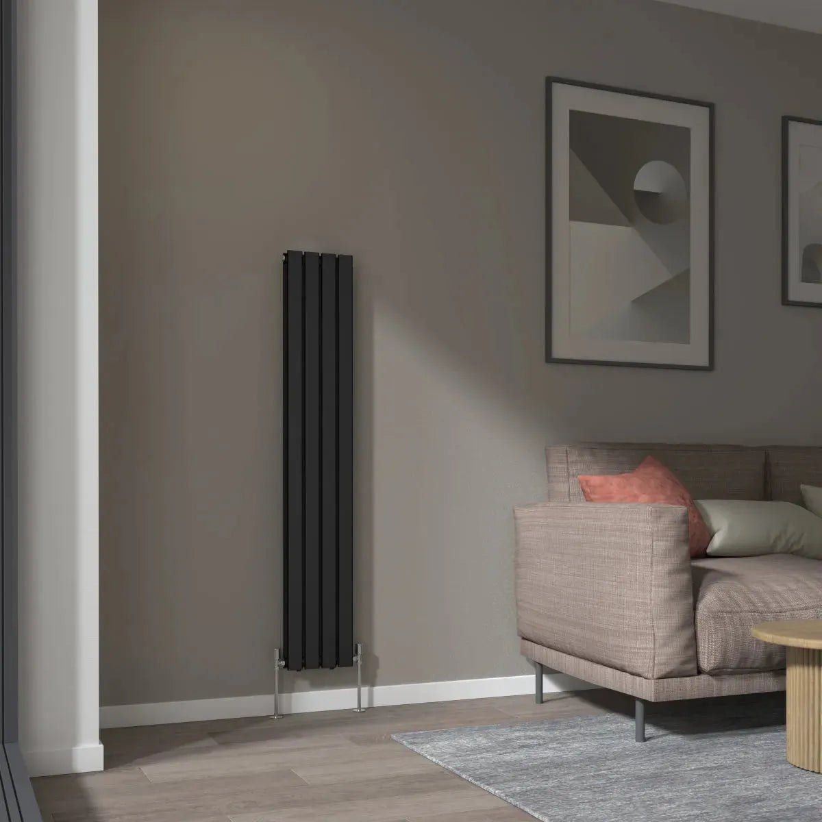 San Remo - Modern vertical flat panel radiator black