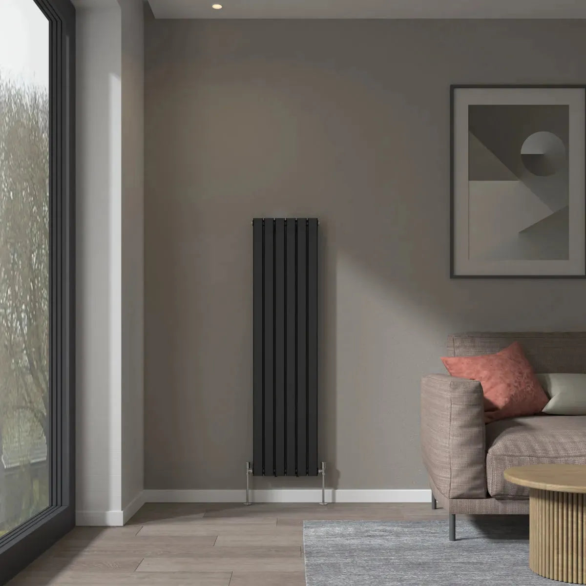 San Remo - Modern vertical flat panel radiator black