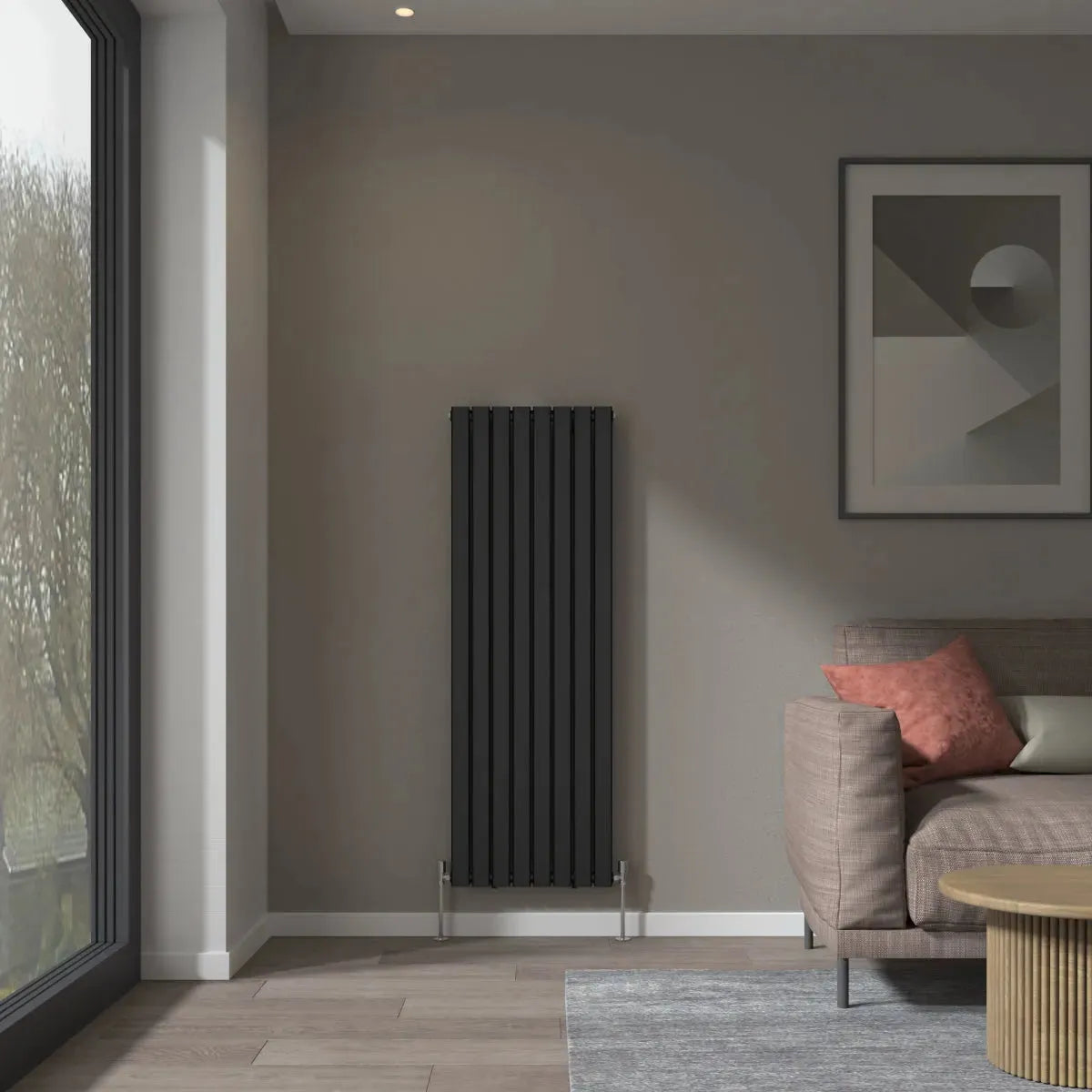 San Remo - Modern vertical flat panel radiator black