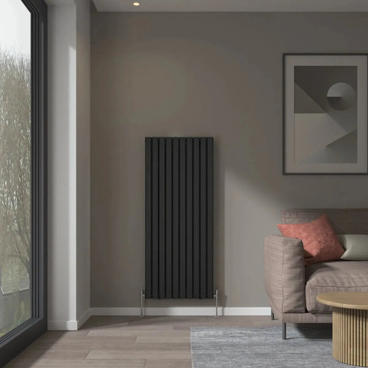San Remo - Modern vertical flat panel radiator black
