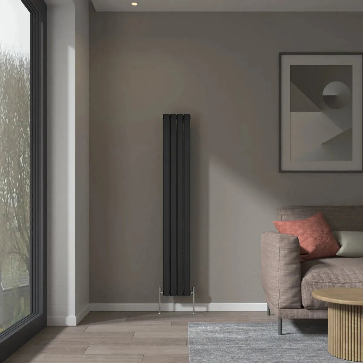 San Remo - Modern vertical flat panel radiator black