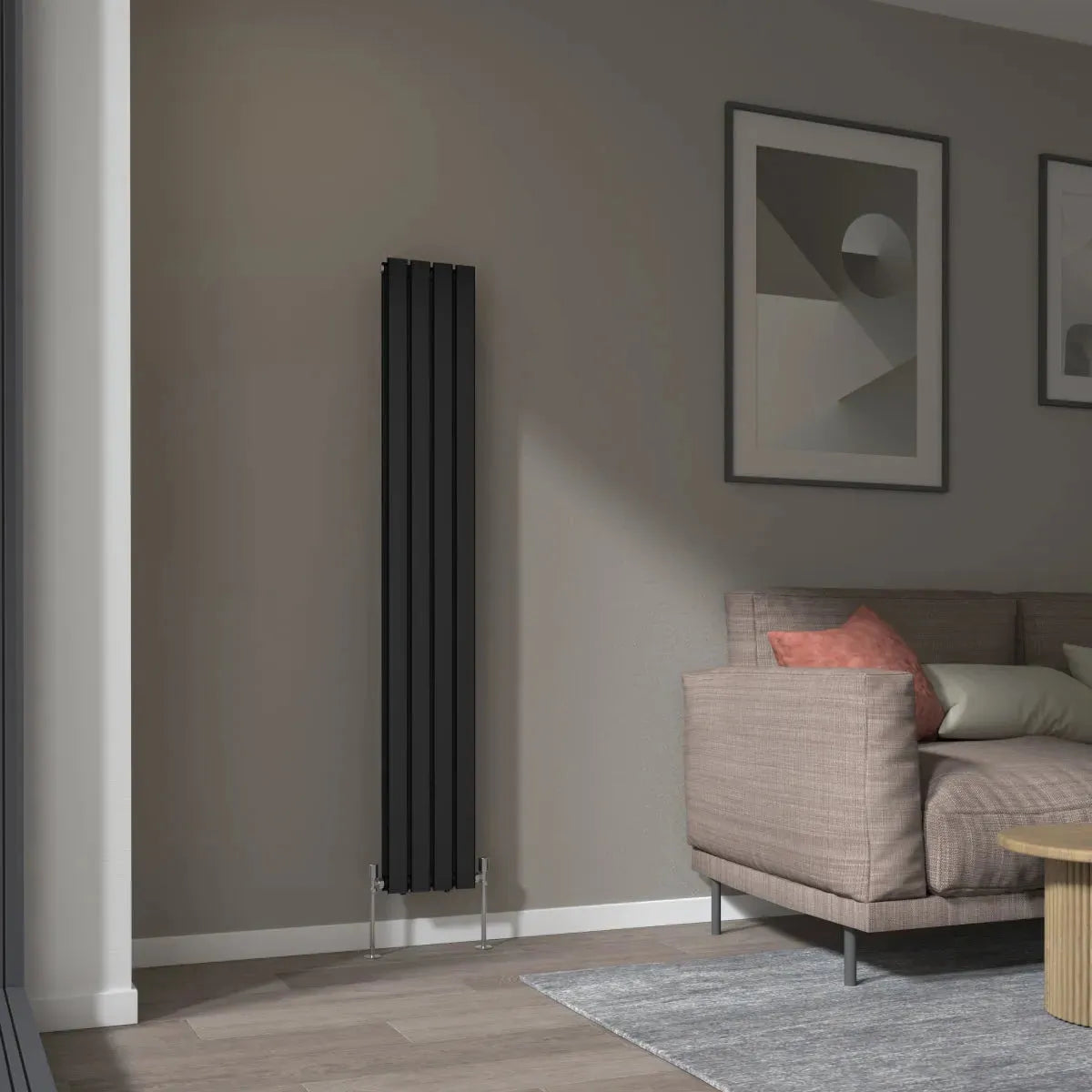 San Remo - Modern vertical flat panel radiator black