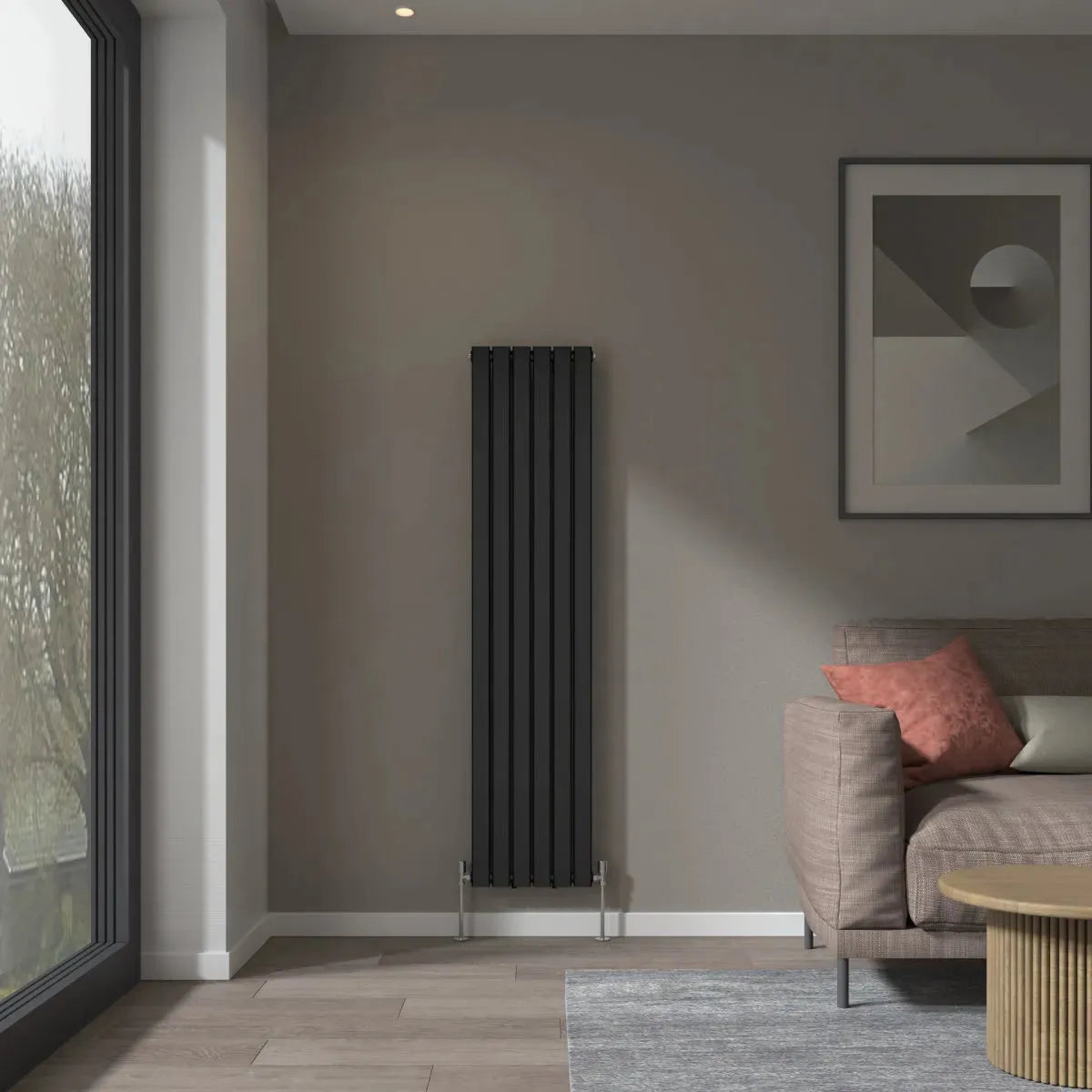 San Remo - Modern vertical flat panel radiator black