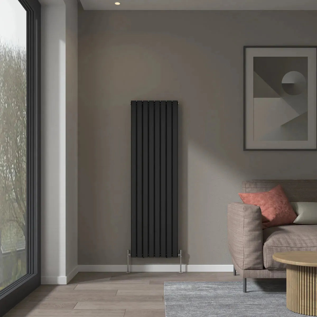 San Remo - Modern vertical flat panel radiator black