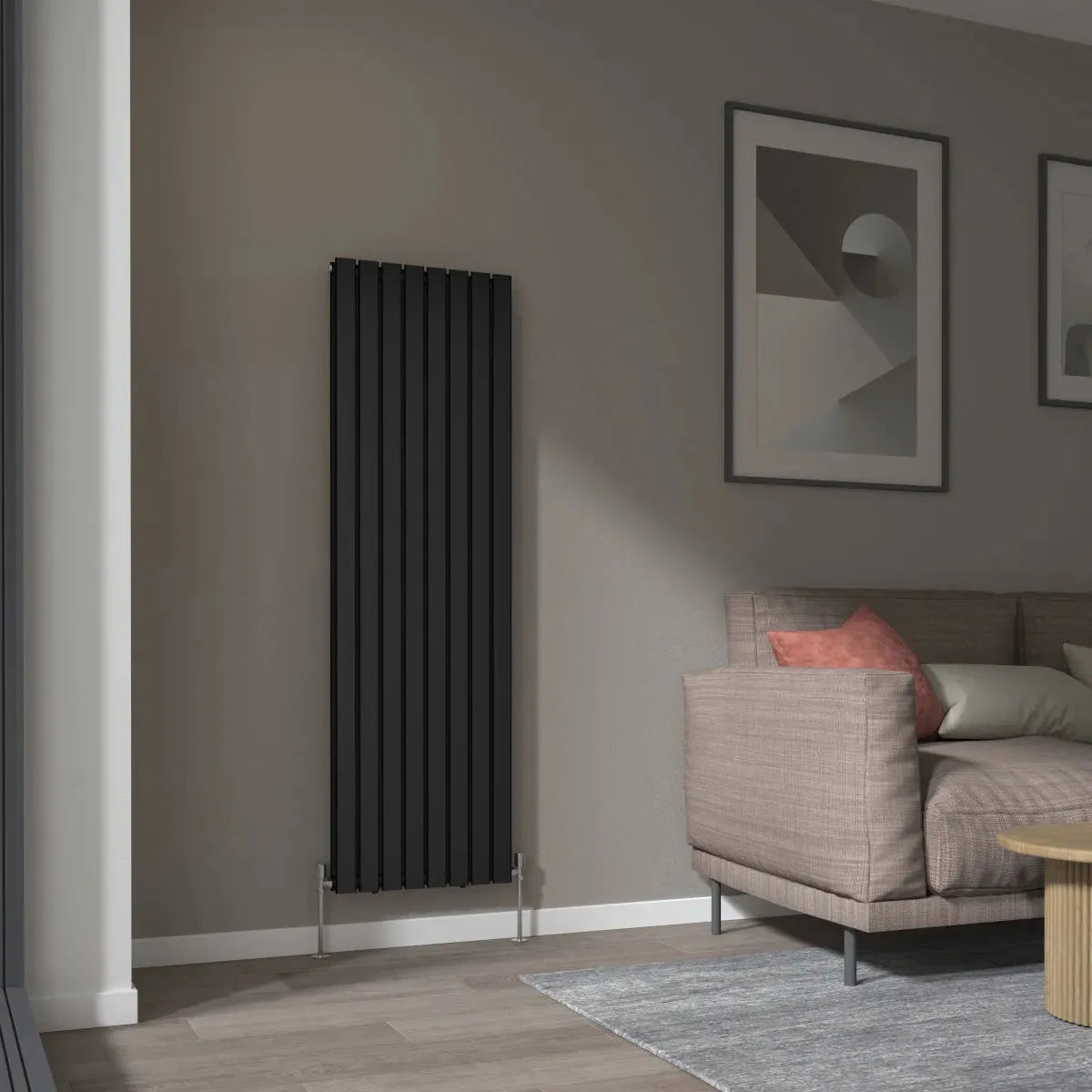 San Remo - Modern vertical flat panel radiator black