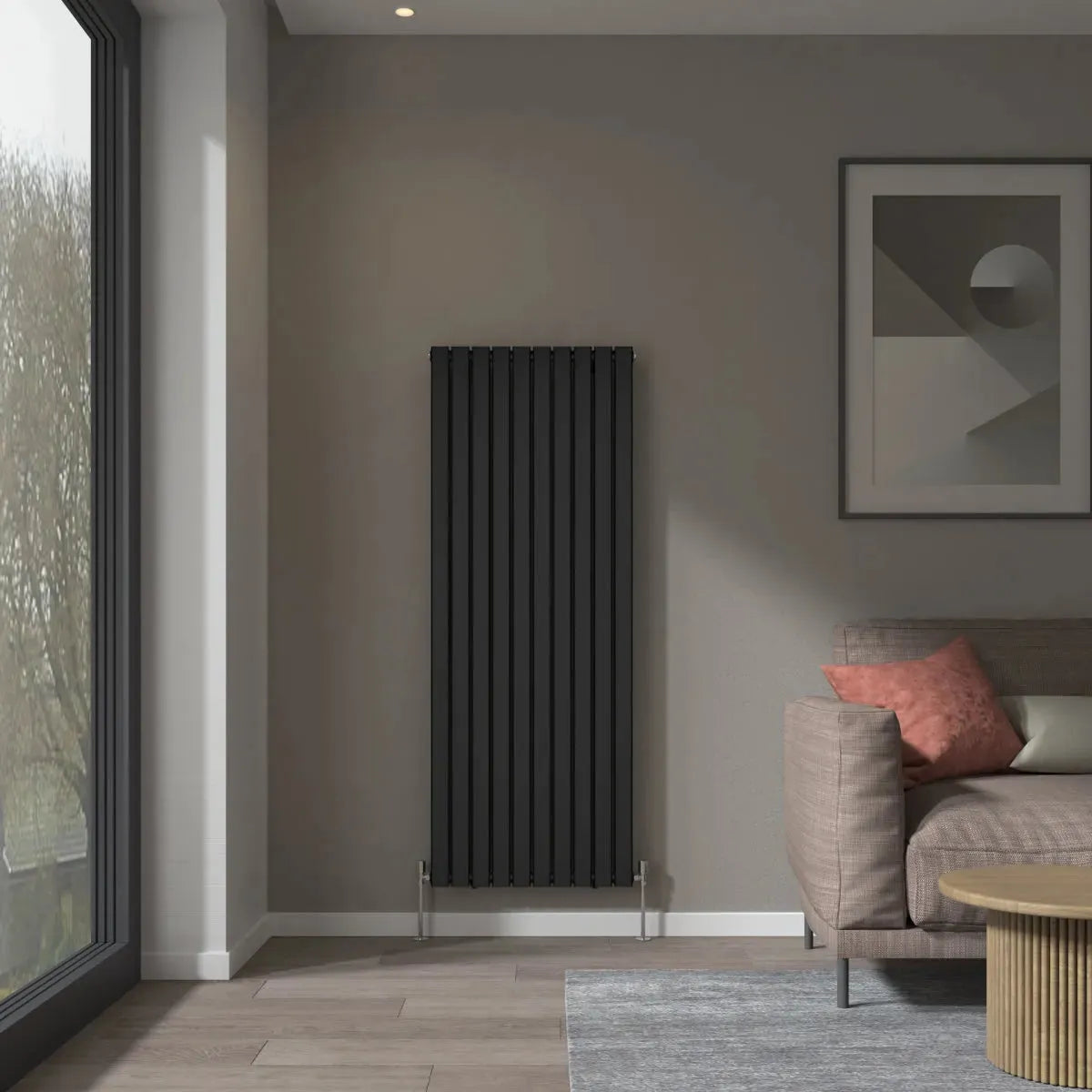 San Remo - Modern vertical flat panel radiator black
