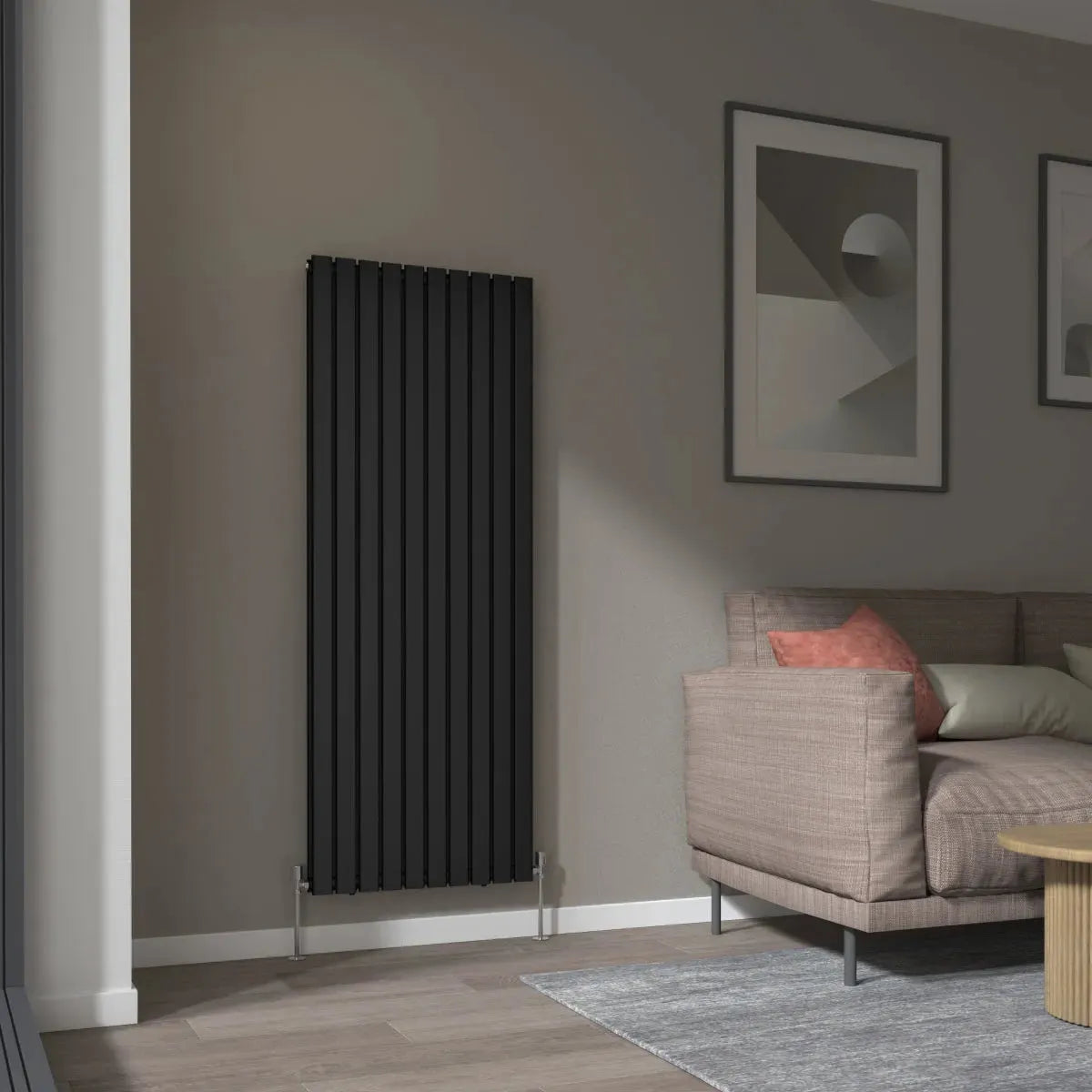 San Remo - Modern vertical flat panel radiator black