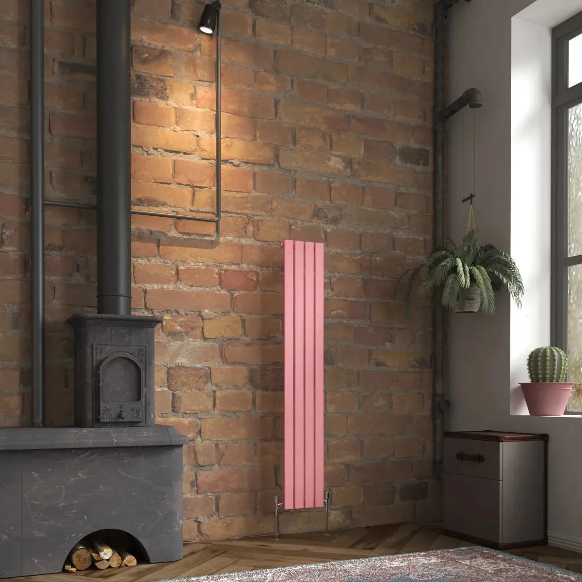San Remo - Modern vertical flat panel radiator light pink