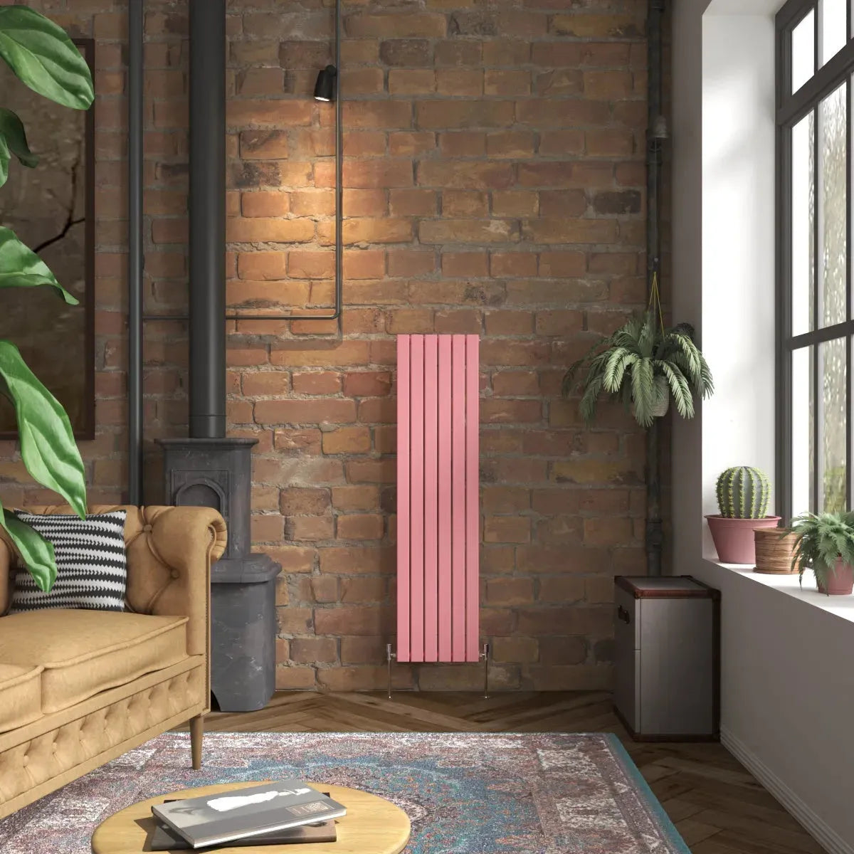 San Remo - Modern vertical flat panel radiator light pink