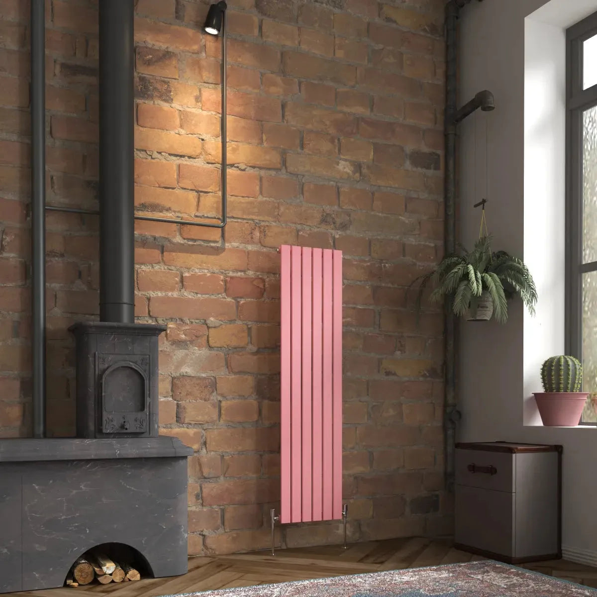 San Remo - Modern vertical flat panel radiator light pink