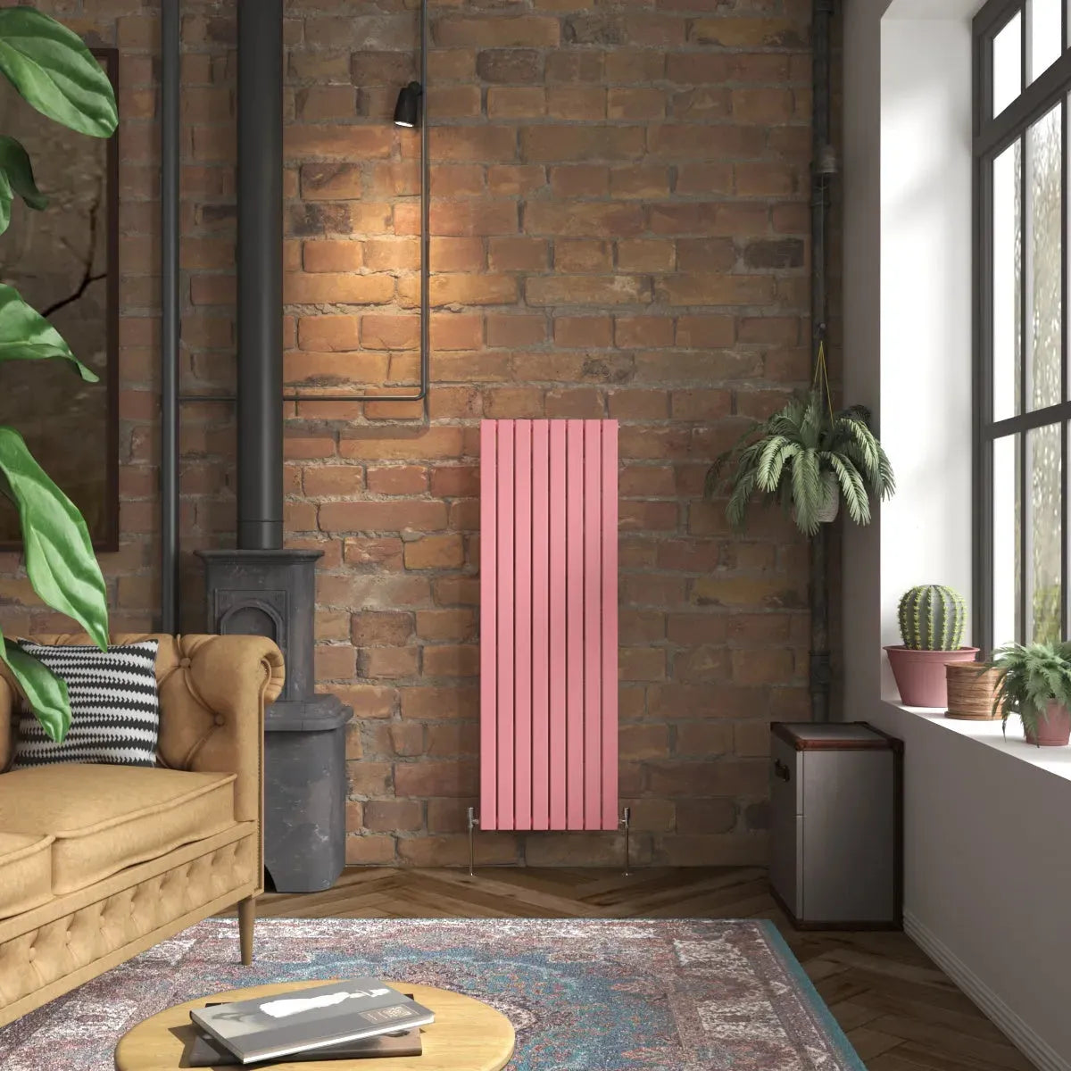 San Remo - Modern vertical flat panel radiator light pink