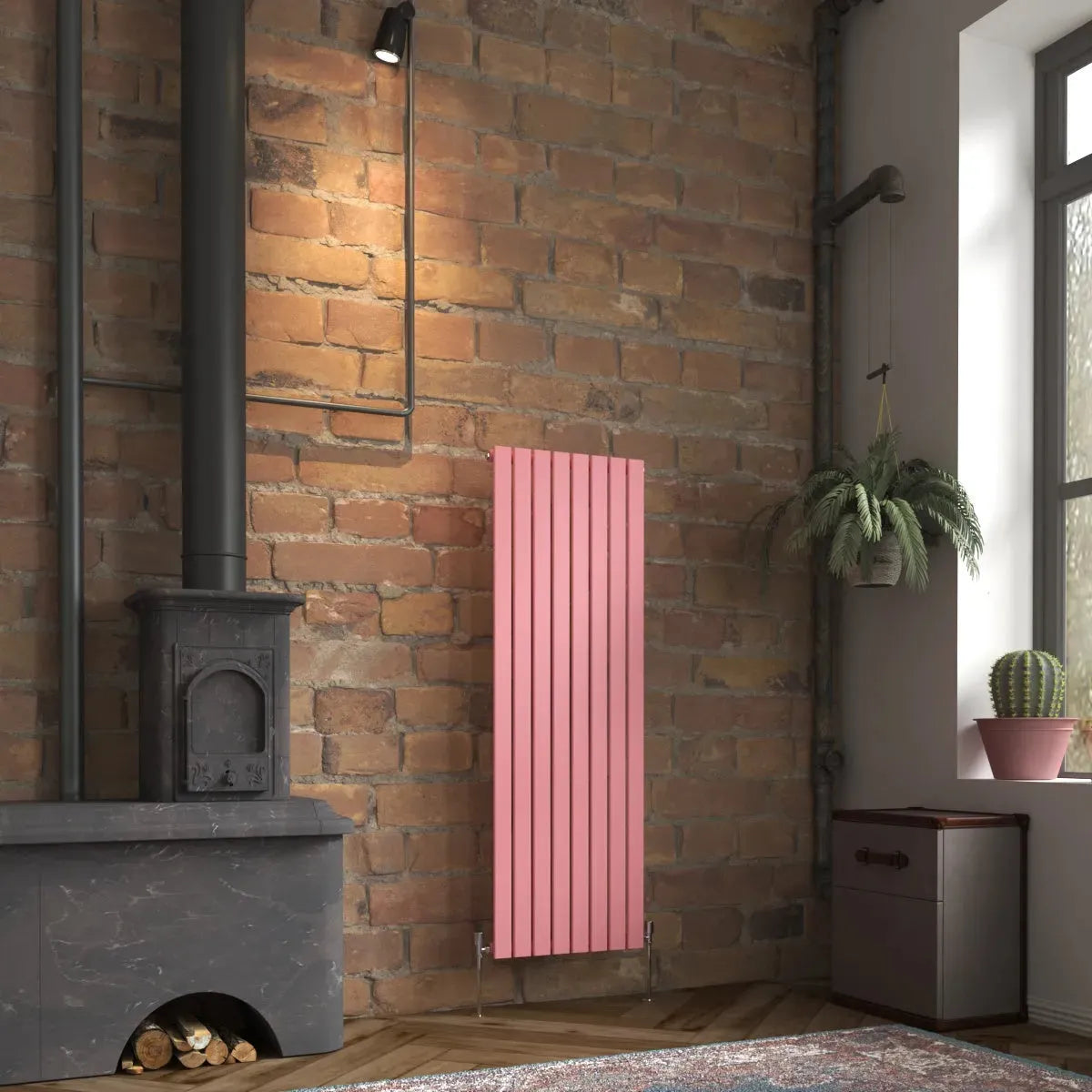 San Remo - Modern vertical flat panel radiator light pink