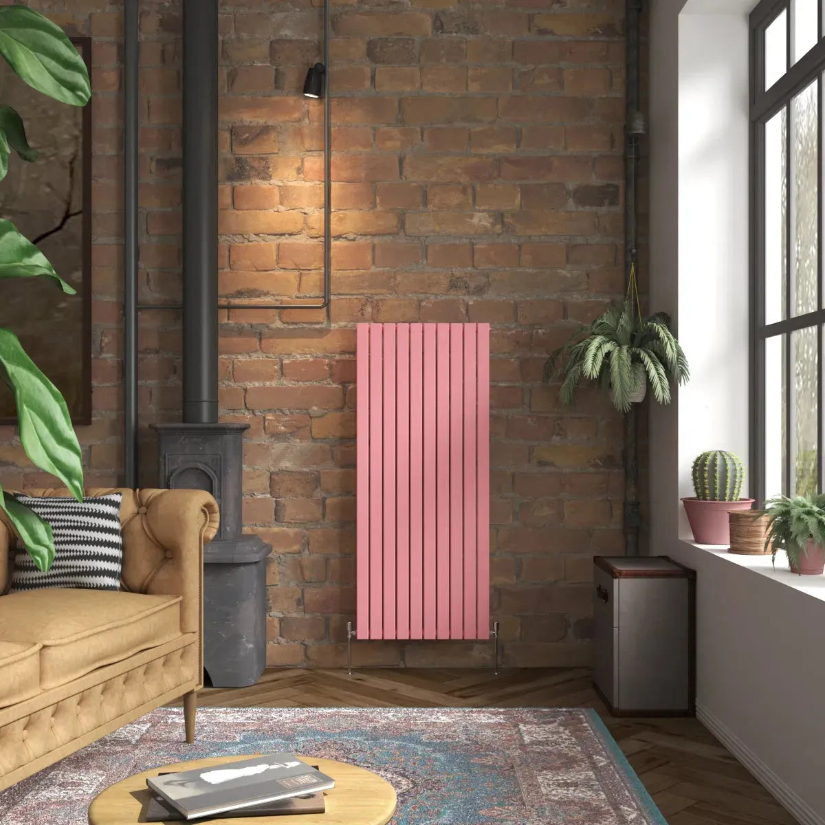 San Remo - Modern vertical flat panel radiator light pink