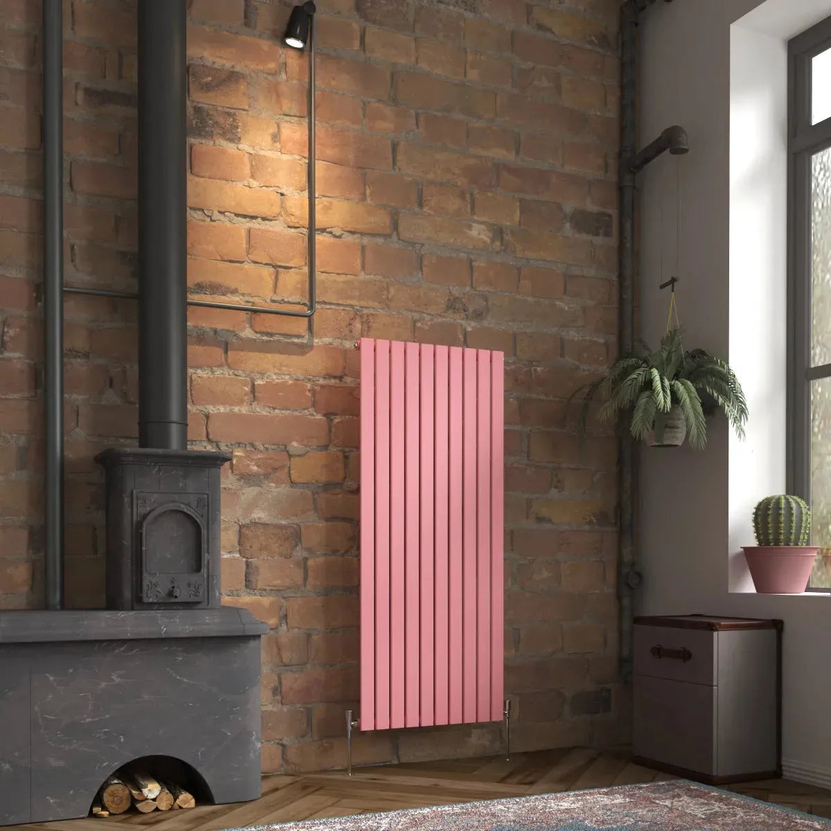 San Remo - Modern vertical flat panel radiator light pink