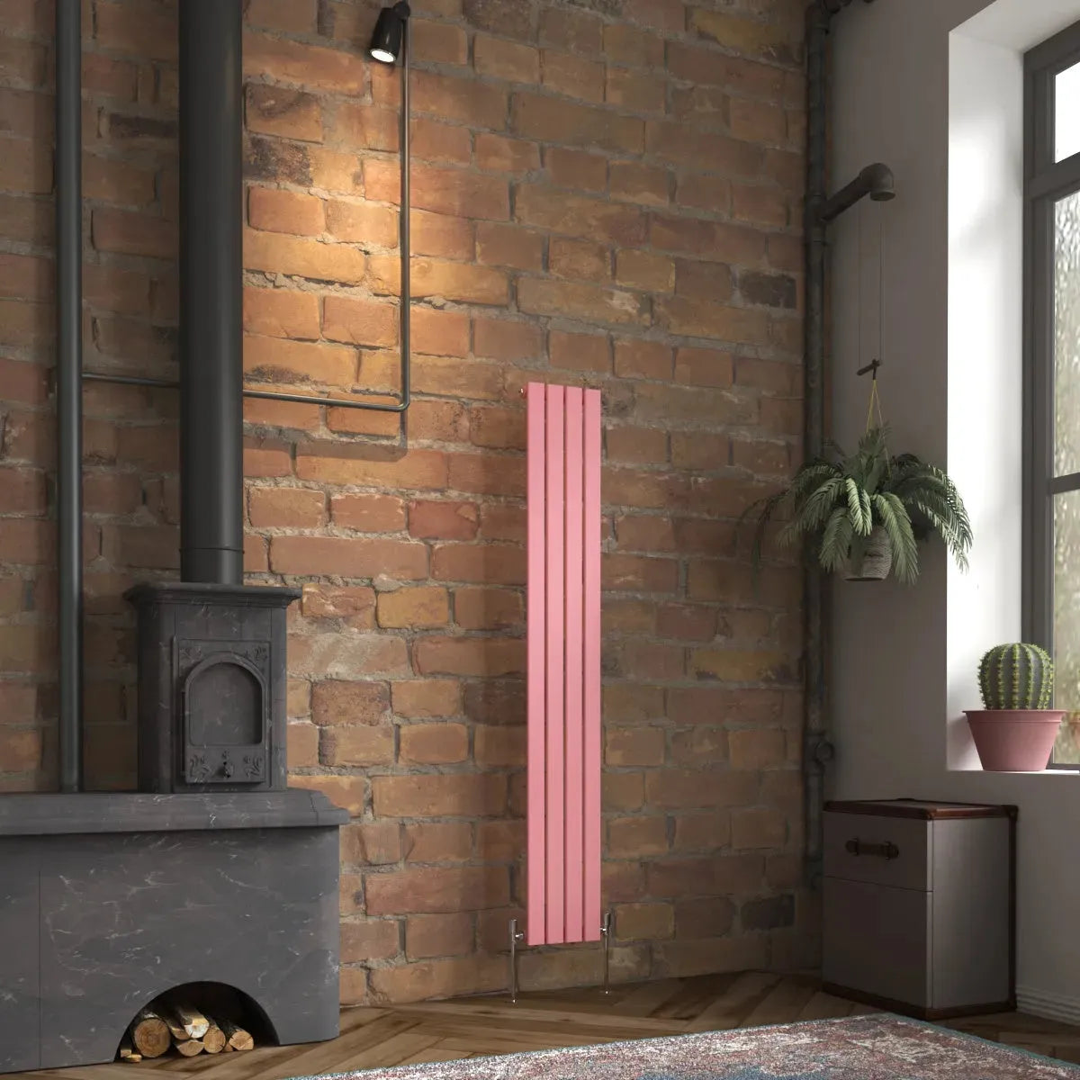 San Remo - Modern vertical flat panel radiator light pink
