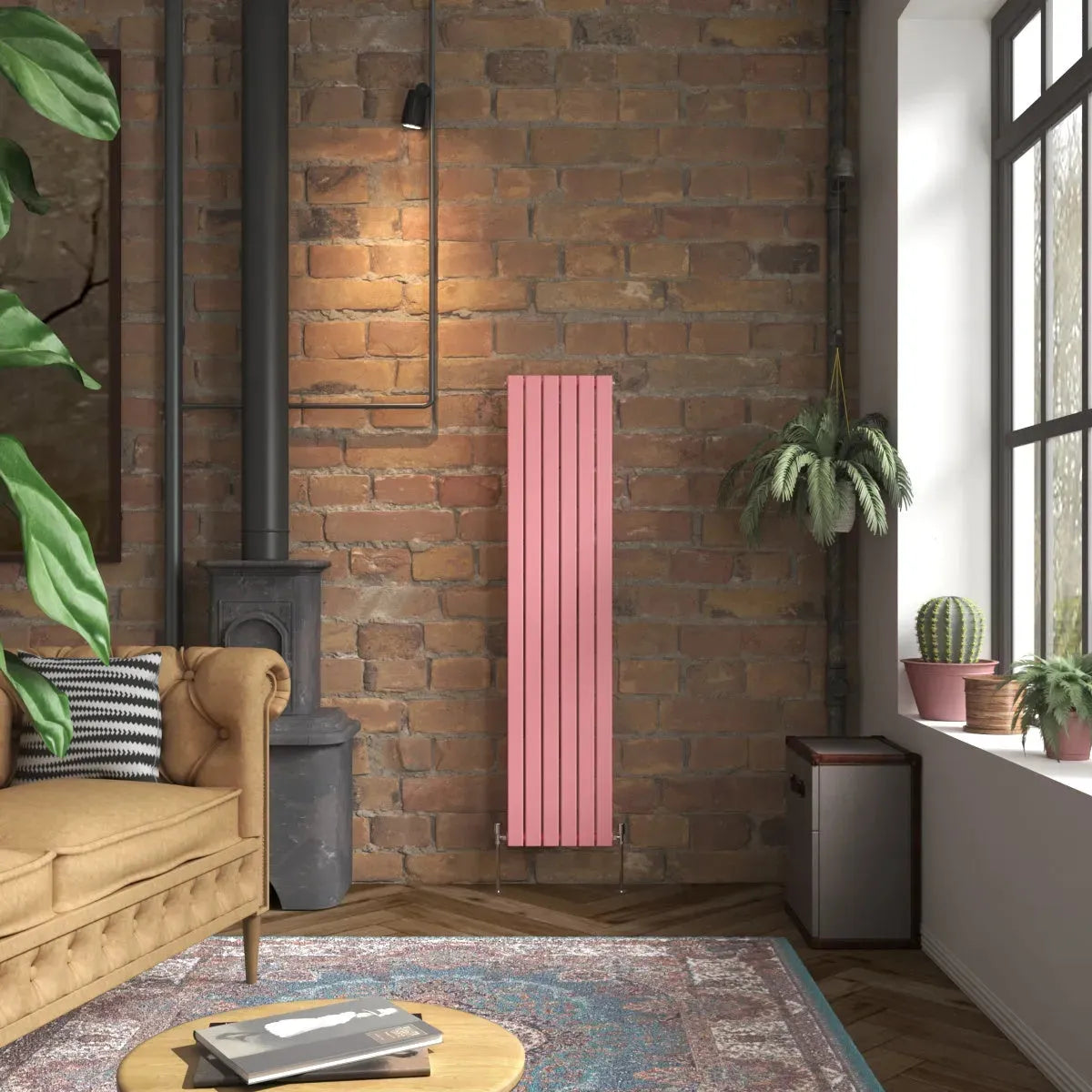 San Remo - Modern vertical flat panel radiator light pink