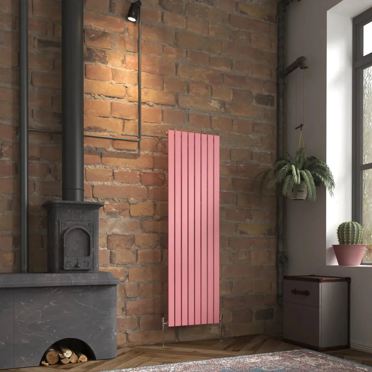 San Remo - Modern vertical flat panel radiator light pink