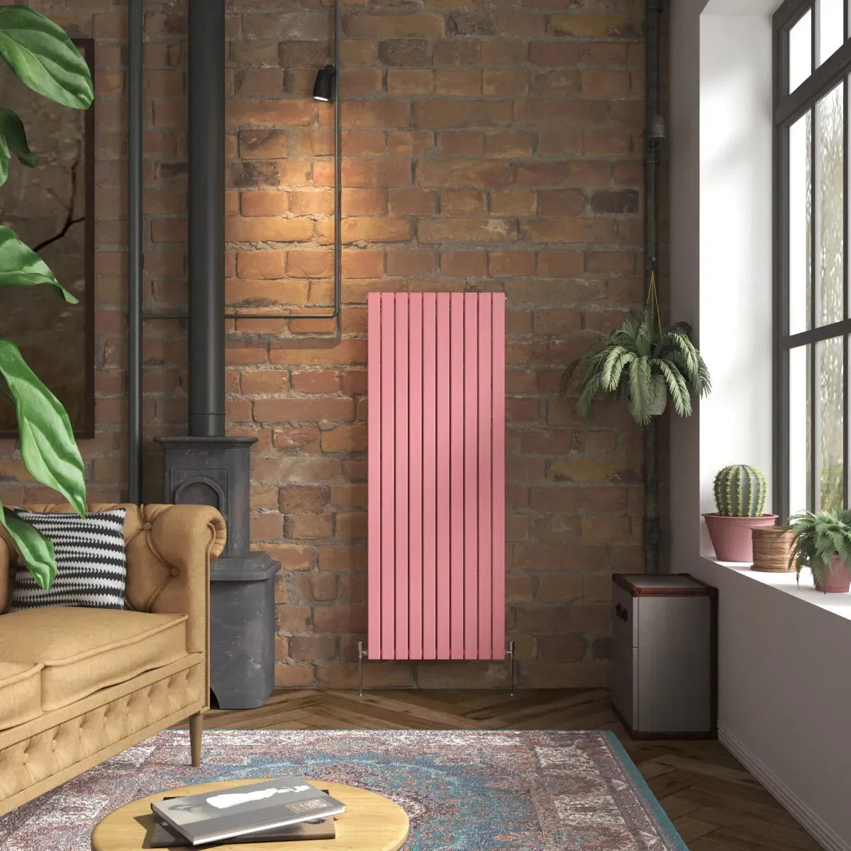 San Remo - Modern vertical flat panel radiator light pink