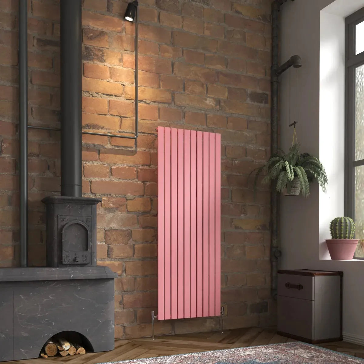San Remo - Modern vertical flat panel radiator light pink