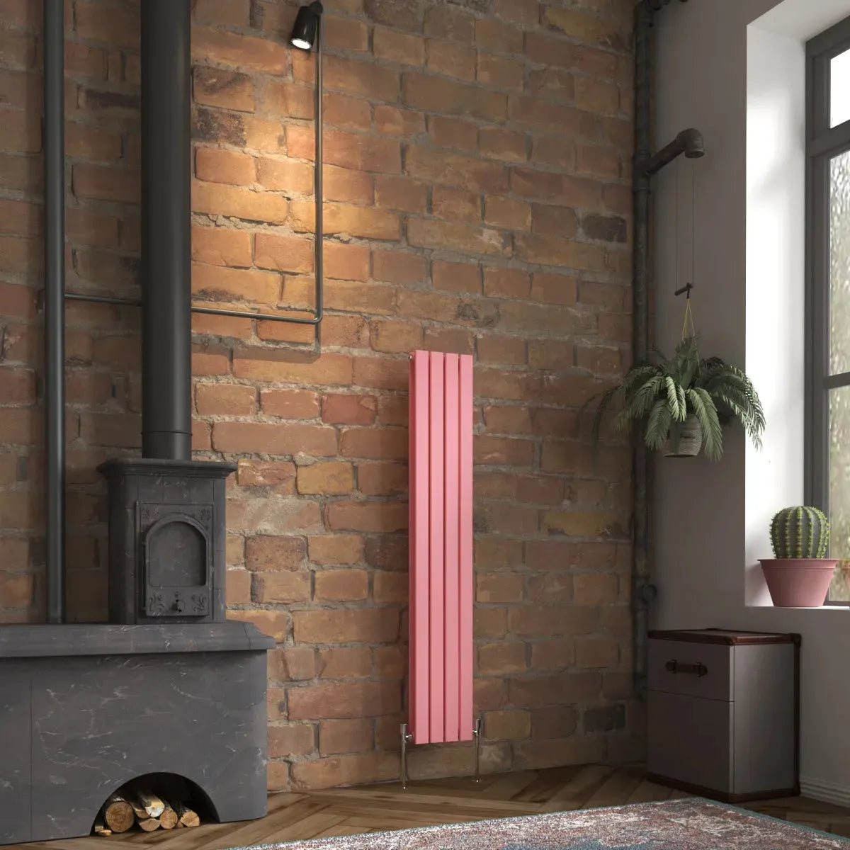 San Remo - Modern vertical flat panel radiator light pink