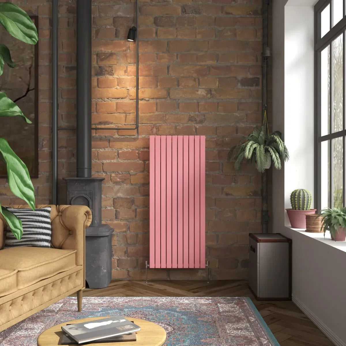 San Remo - Modern vertical flat panel radiator light pink