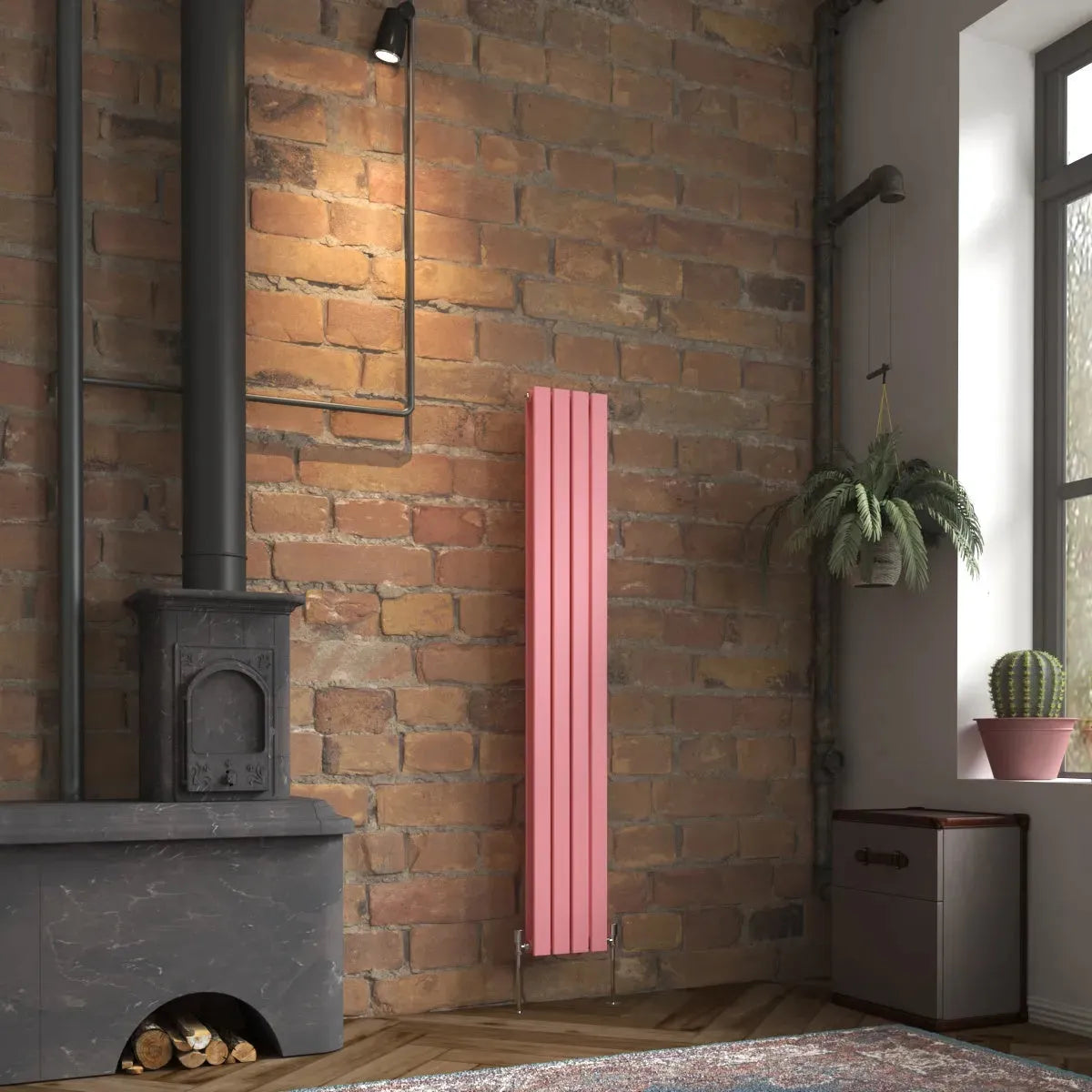 San Remo - Modern vertical flat panel radiator light pink