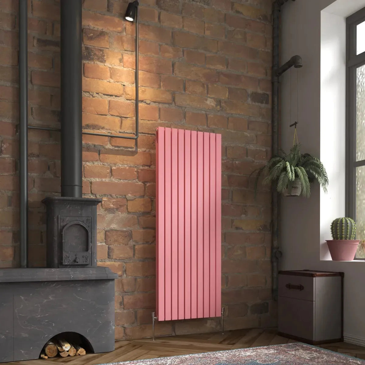San Remo - Modern vertical flat panel radiator light pink