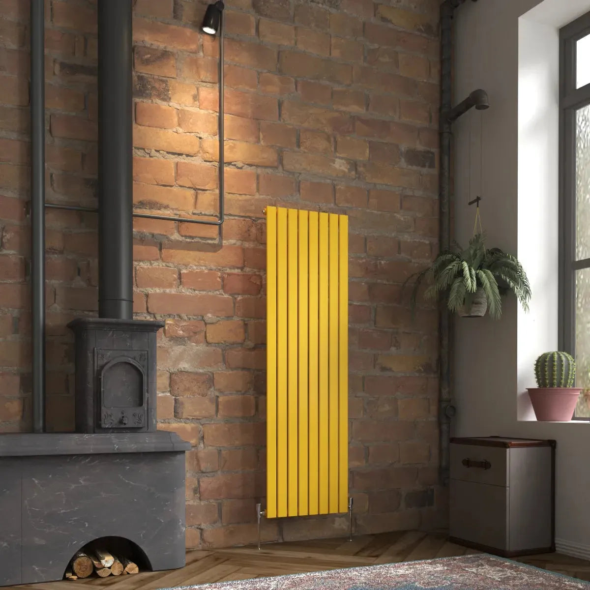 San Remo - Modern vertical flat panel radiator zinc yellow