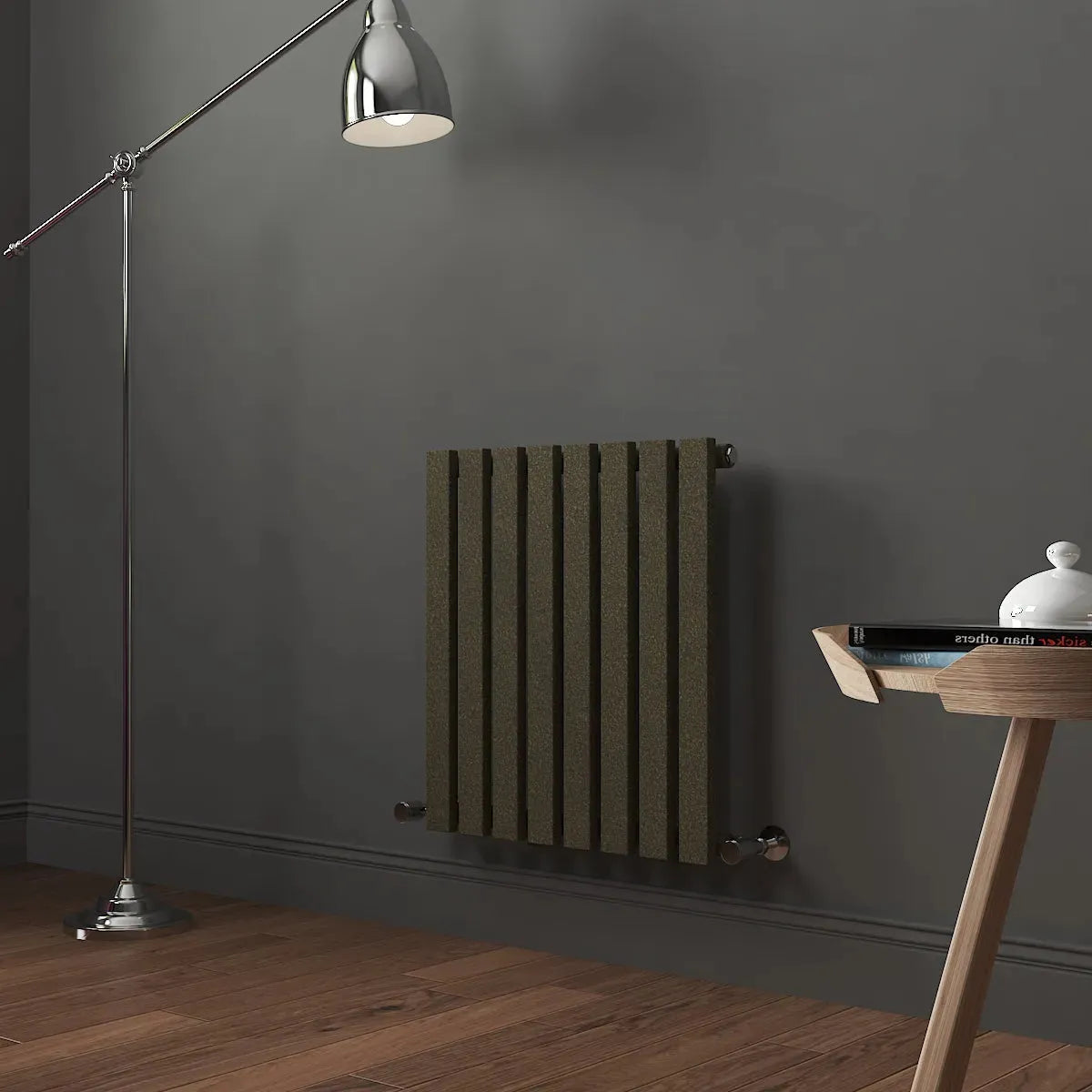 Teramo - Modern horizontal flat panel radiator blackened gold