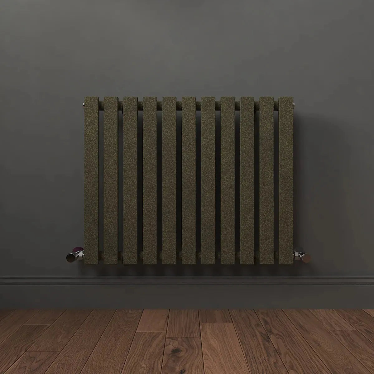 Teramo - Modern horizontal flat panel radiator blackened gold