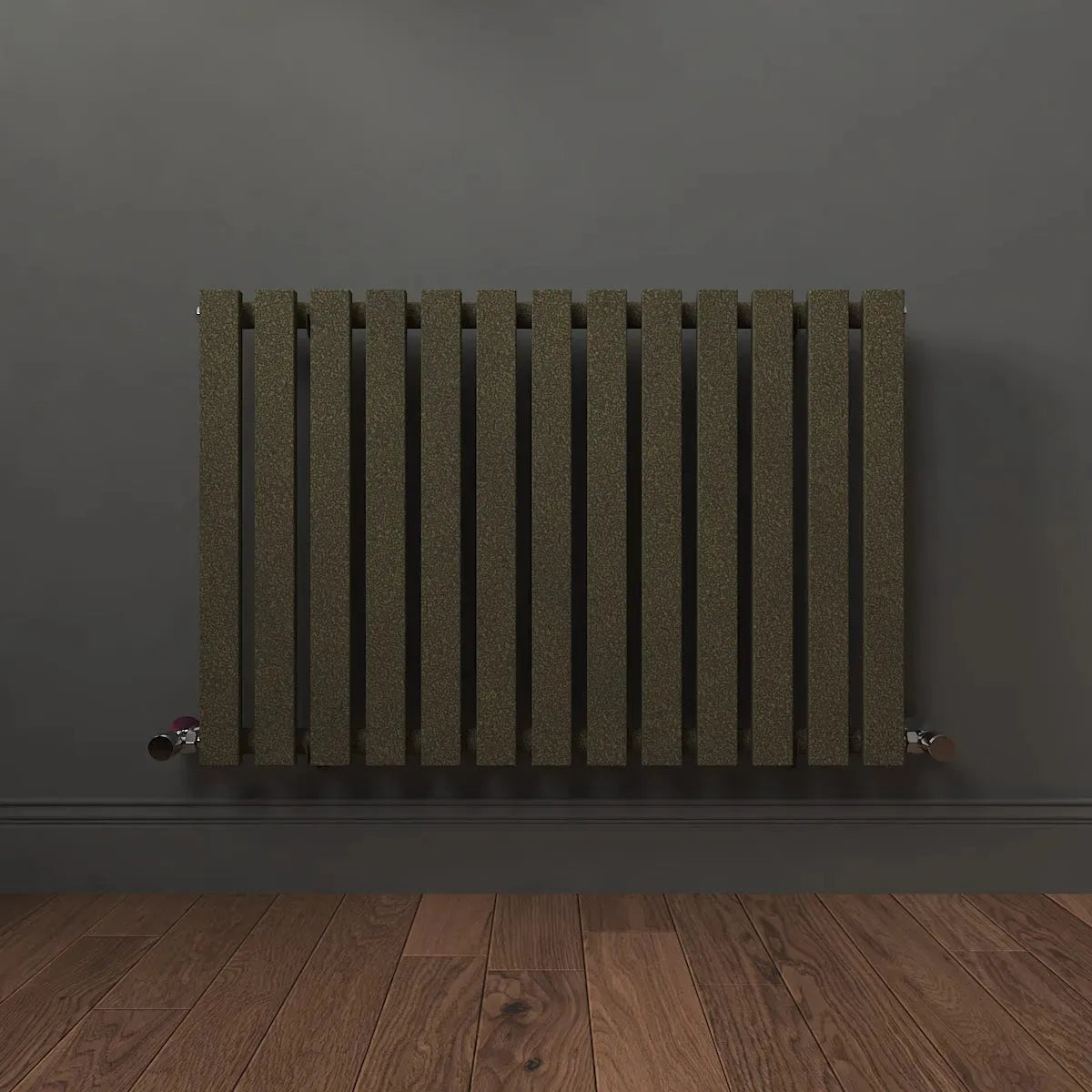Teramo - Modern horizontal flat panel radiator blackened gold