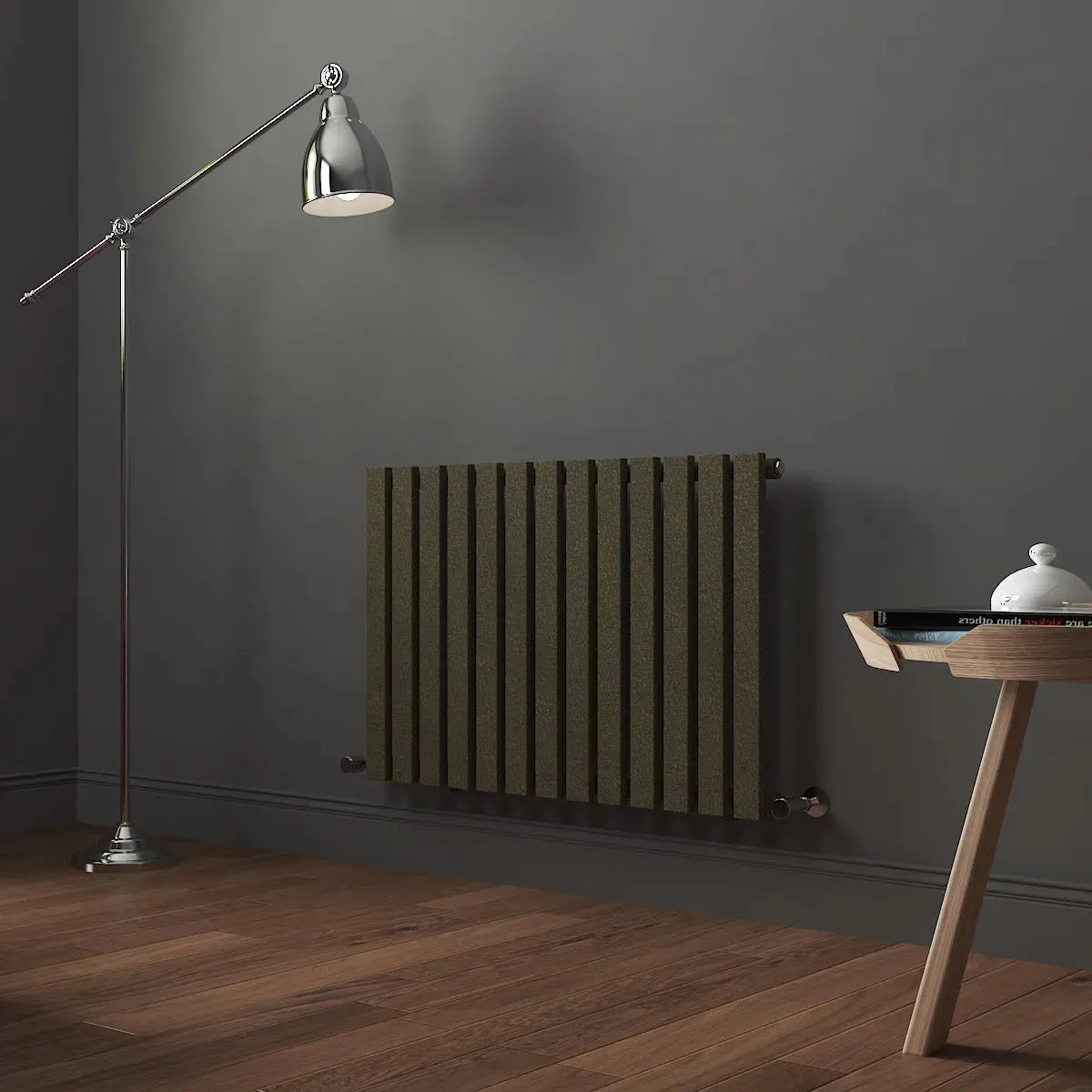 Teramo - Modern horizontal flat panel radiator blackened gold