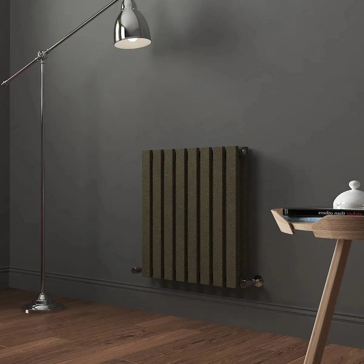 Teramo - Modern horizontal flat panel radiator blackened gold