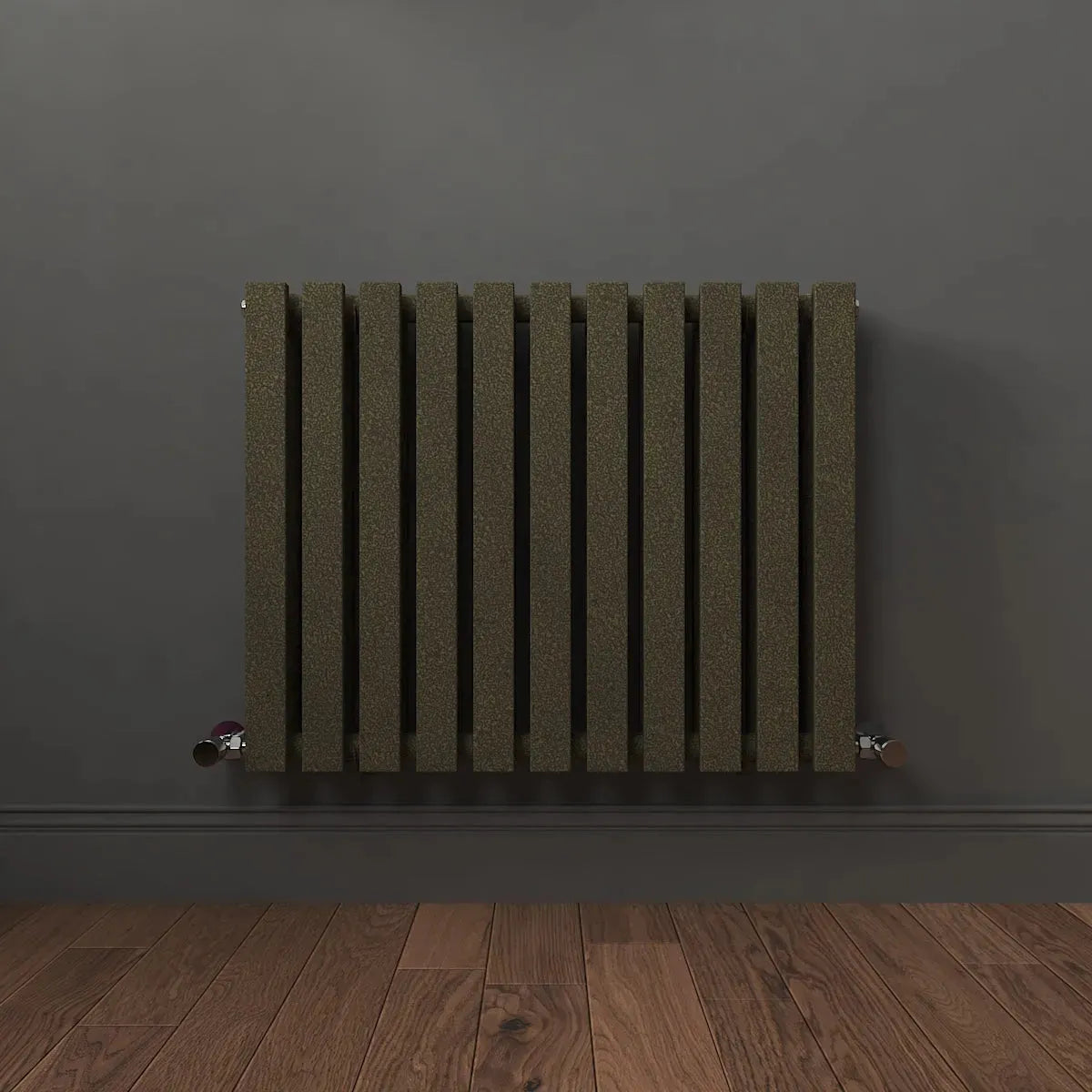 Teramo - Modern horizontal flat panel radiator blackened gold