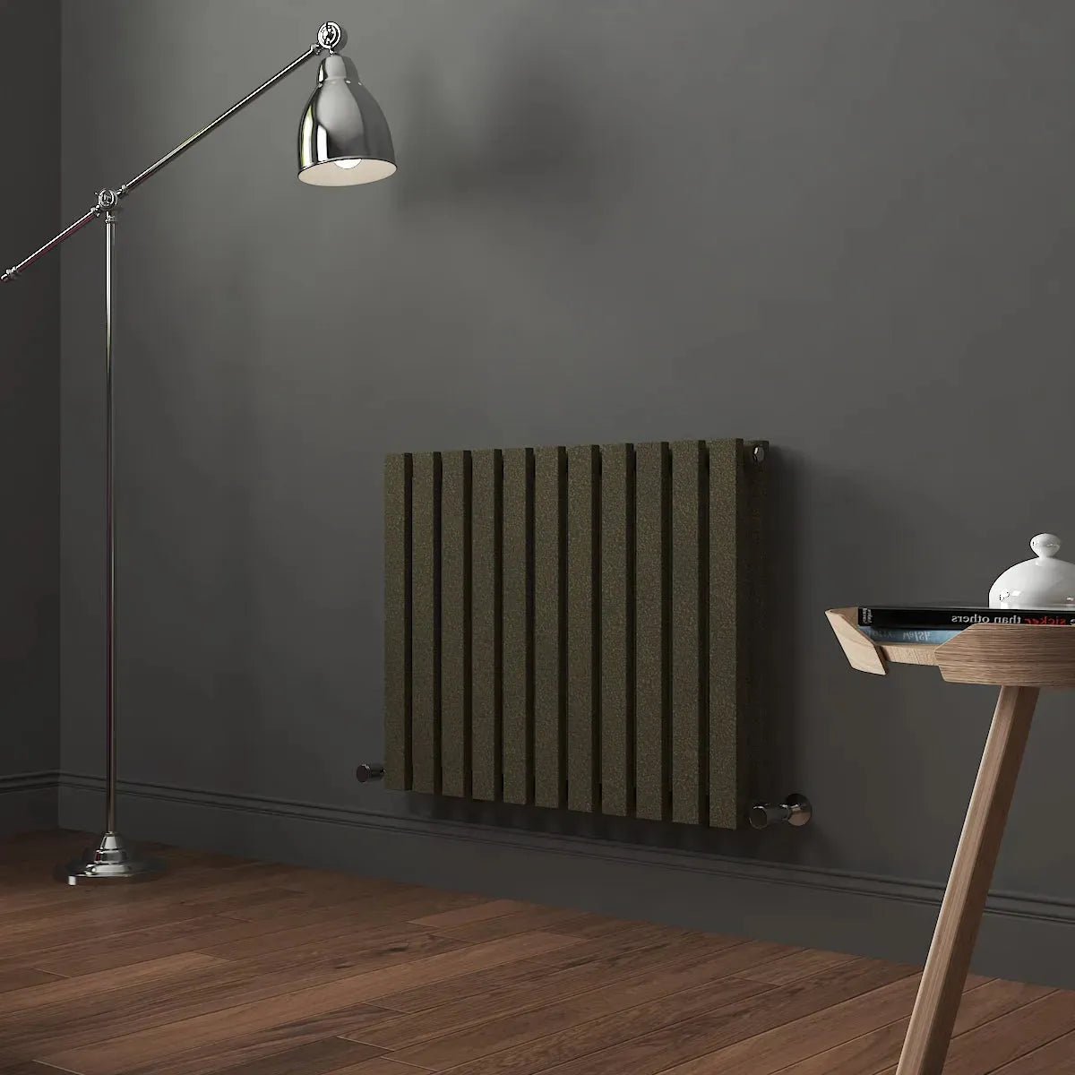 Teramo - Modern horizontal flat panel radiator blackened gold