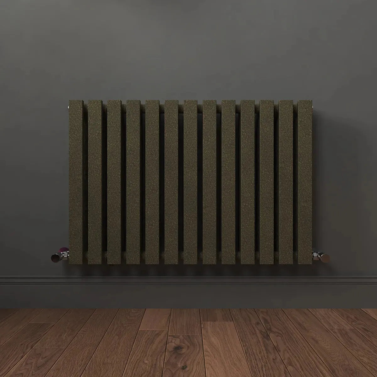 Teramo - Modern horizontal flat panel radiator blackened gold