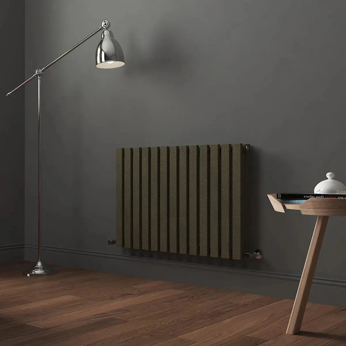 Teramo - Modern horizontal flat panel radiator blackened gold