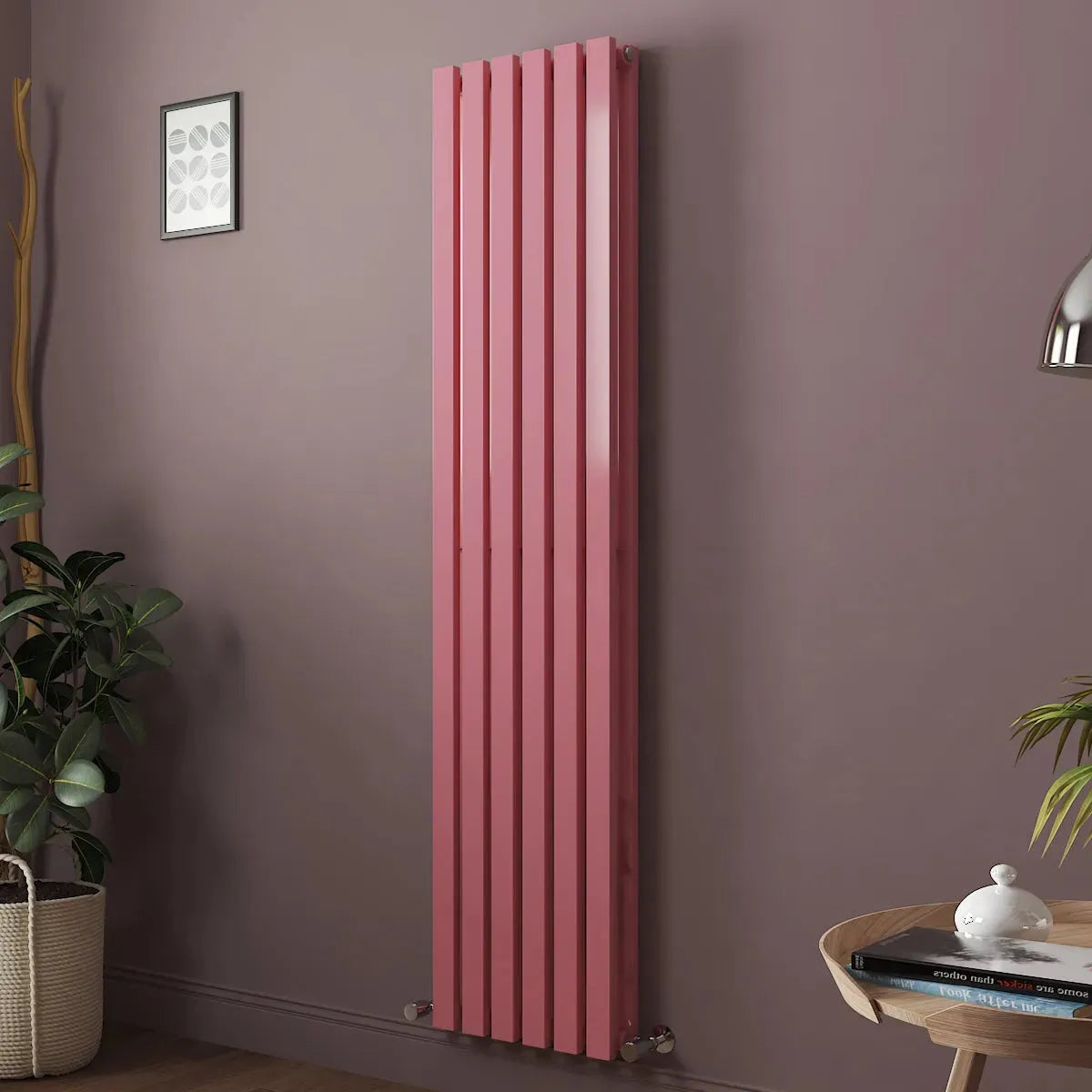Teramo - Modern vertical flat panel radiator light pink