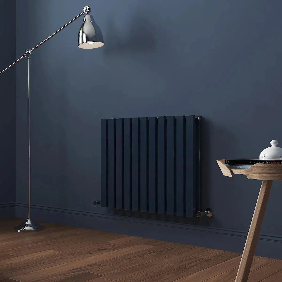 Teramo - Modern horizontal flat panel radiator sapphire blue
