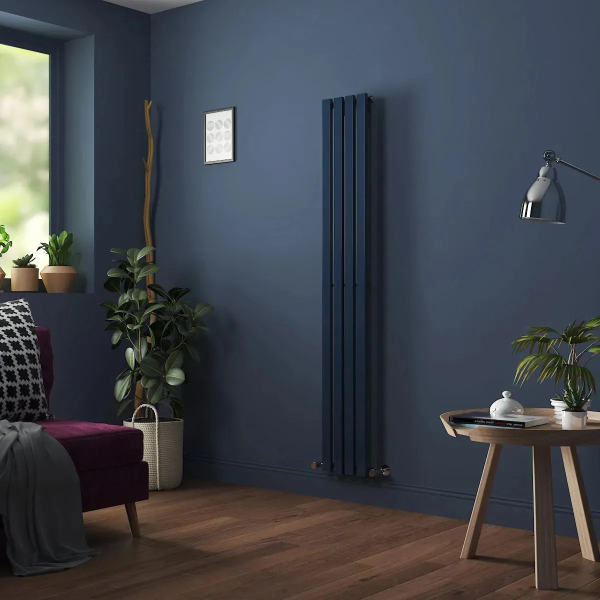 Teramo - Modern vertical flat panel radiator sapphire blue