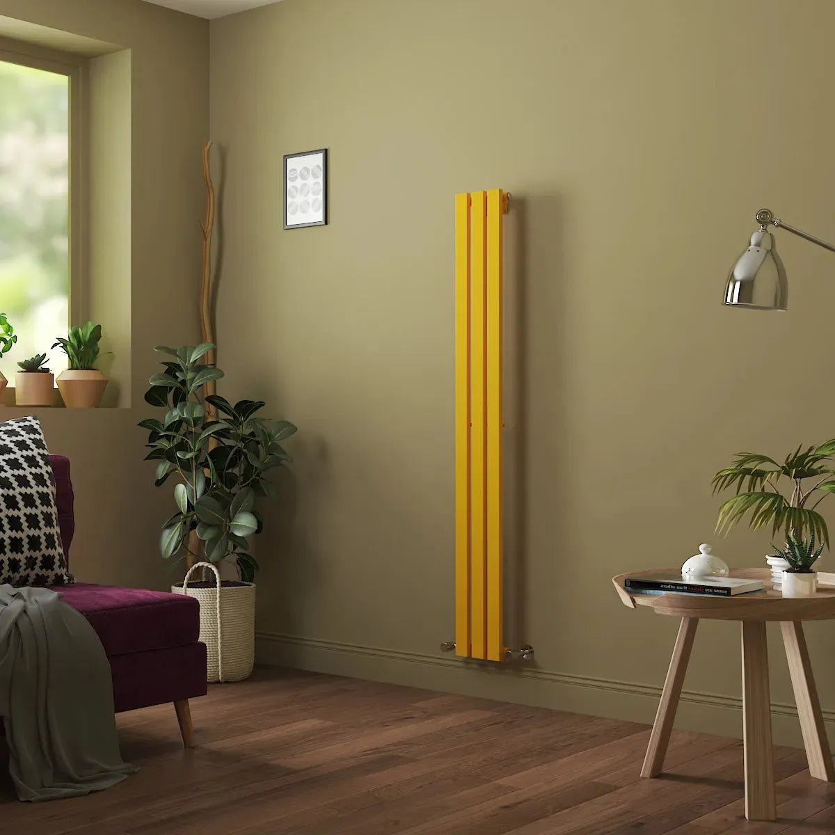 Teramo - Modern vertical flat panel radiator zinc yellow