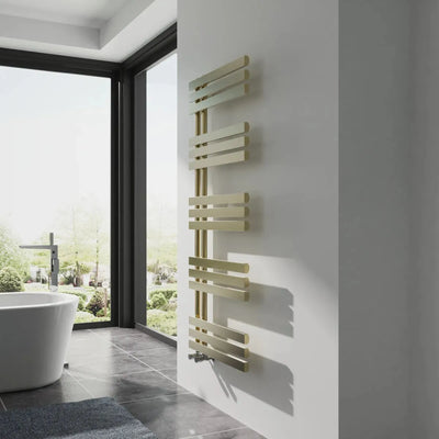 Burano - Designer heated towel rail brushed brass - Warmthology