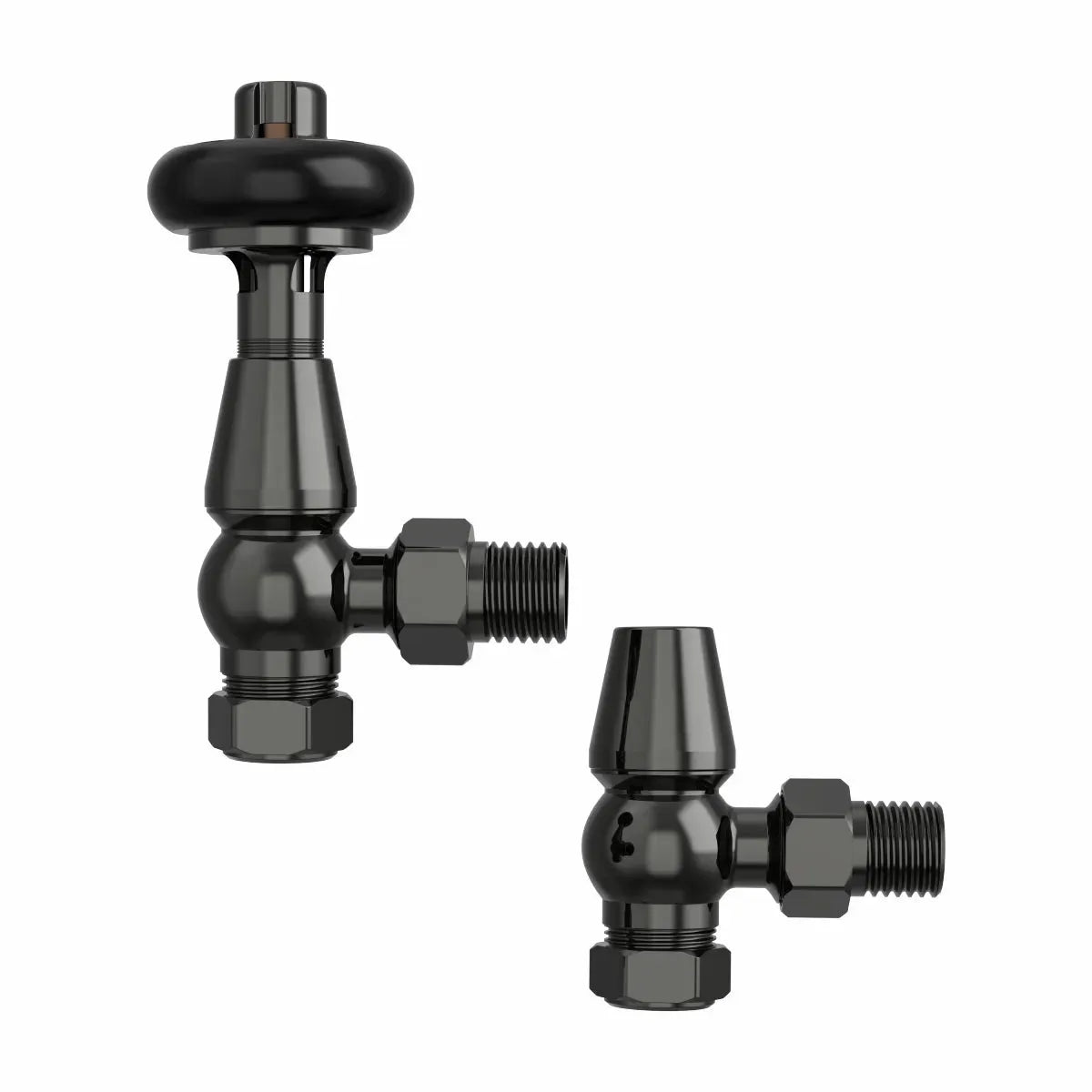 Traditional minimal angled thermostatic radiator valves - Warmthology