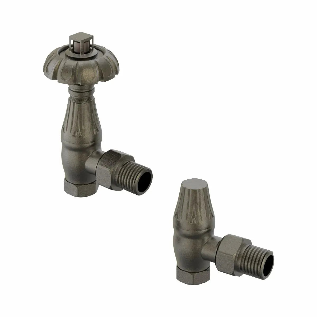 Traditional ornate angled thermostatic radiator valves