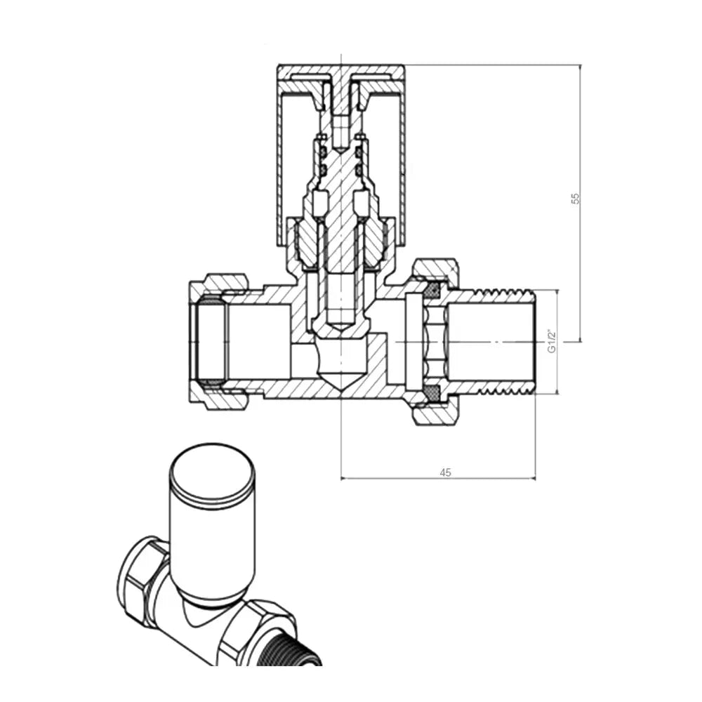 Modern round straight radiator valves